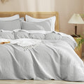 PHF Waffle Weave Duvet Cover California King, No Snagging Ultra Soft Luxury Textured Breathable Comforter Cover for All Season 3pcs, Durable Bedding Duvet Set with 2 Pillow Shams, 104"x98", Light Grey
