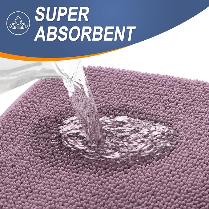 OLANLY Memory Foam Bathroom Runner Rug 47x24, Absorbent Long Mat, Deep Plum | Soft Quick Dry Bath Mat Rugs, Non-Slip, Machine Washable Mat for Bathroom Floor, Tub and Shower, Home Decor Accessories