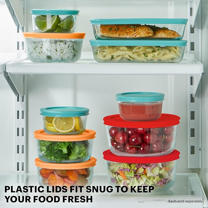 Pyrex Simply Store (5-Pack) Large Glass Food Storage Containers Set, (3, 6 & 11 Cup) Meal Prep Containers With Plastic BPA-Free Lids, Dishwasher & Microwave Safe | Meal Prep | Meal Containers | Nonporous Material | Resists Stains Or Odors | Stackable D...