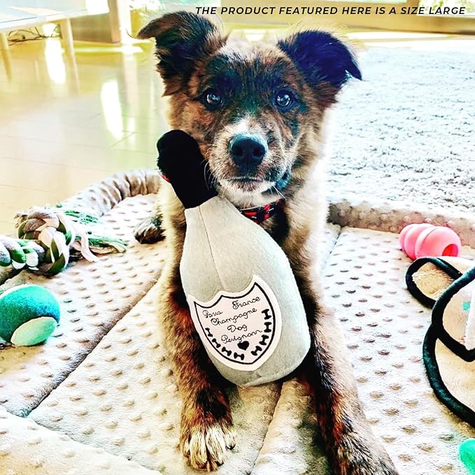 Haute Diggity Dog Champagne Dog Perignonn, Plush Designer Dog Toys with Interactive Squeaker, Stimulating Pet Enrichment, Machine-Washable & Safe Materials for All Breeds, Size Large