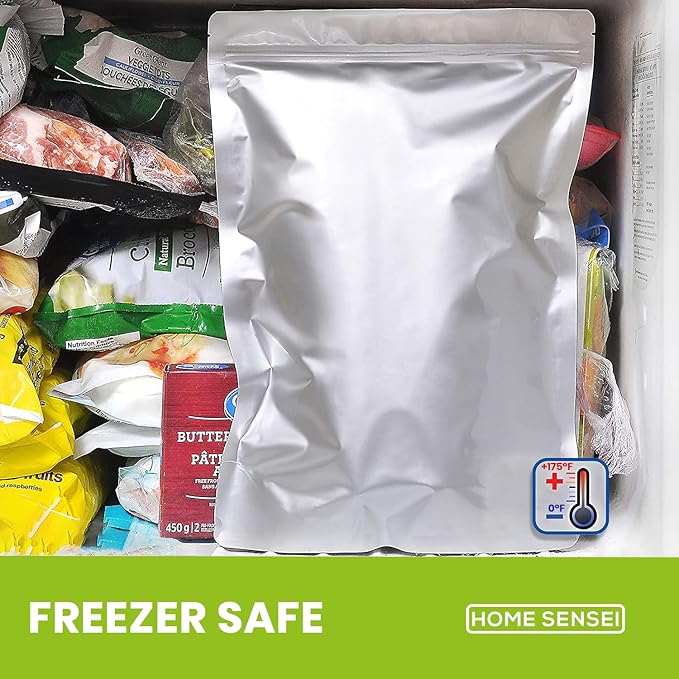 100pcs Mylar Bags for Food Storage - Extra Thick 10 Mil - Includes Gallon/Quart/Pint Sizes with 400cc Oxygen Absorbers - Zip Resealable Storage Pouches - Bolsas Mylar