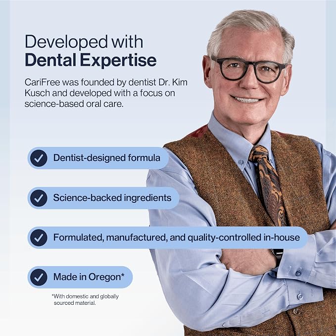 CariFree Gel 1100 (Mint) Anti-Cavity Fluoride Toothpaste with Nano Hydroxyapatite, Cavity Prevention and Enamel Protection, Dentist Recommended for Kids and Adults, 2.40 oz. | Anti-cavity pH neutralizing gel; enamel protection & remineralization; denti...