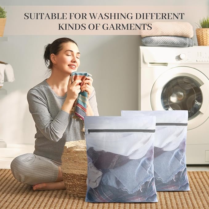 36 Pieces Mesh Laundry Bags Fine Mesh Wash Bags with Zipper Machine Washable Lingerie Bags for Washing Delicates Clothes Garment Underwear Blouse Hosiery Socks Travel, 16 x 20 Inches (Gray)