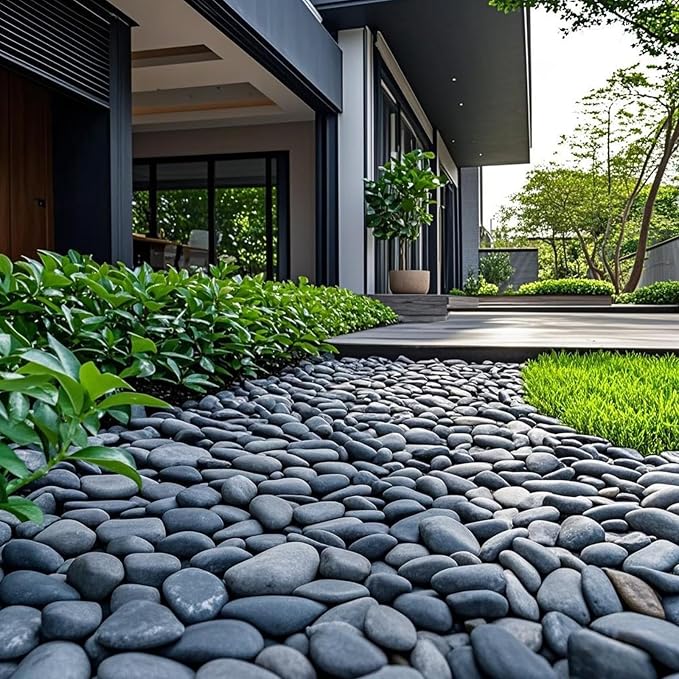 FANTIAN 40 lbs Black Stones for Landscaping, 1-2 Inch Small Pebbles | Natural Black Pebbles Decorative River Rocks for Plants Aquarium Vase Outdoor Garden Walkways Paving and Yards