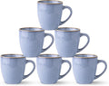 GBhome Ceramic Coffee Mugs Set of 6, 12oz Stoneware Coffee Mugs Set For Dad Mom Women MEN, Light Weight Ceramic Coffee Cups for Latte/Tea/Beer/Hot Cocoa, Dishwasher & Microwave Safe-Brunnera Blue