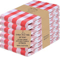Urban Villa Kitchen Towels 100% Cotton Dish Towels for Kitchen (Set of 6) 20”x30” Dish Cloths Highly Absorbent Kitchen Linen Set with Hanging Loop Perfect for Drying Dishes Cleaning – Red White