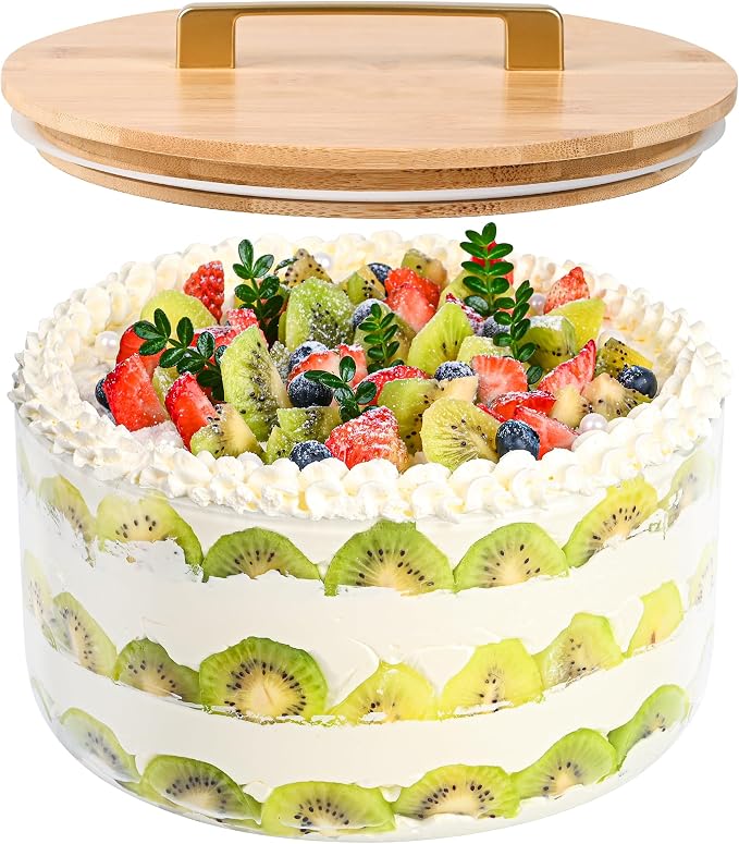 Glass Trifle Bowl with Airtight Lid, 197oz Large Salad Bowl, Glass Serving Bowl for Popcorn, Cake, Salad, Fruit, Baking, Dessert and Party Diy, BPA Free, Oven, Dishwasher Safe