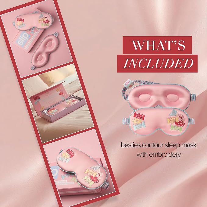 slip Besties Contour Sleep Mask | Pure Silk, 100% Mulberry Silk | Contoured Design | Soft, Gentle on Skin, Adjustable Strap for Perfect Fit | Ideal for Restful Sleep