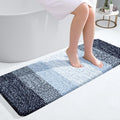 OLANLY Bathroom Runner Rugs Mat 47x17, Extra Soft Absorbent Microfiber Bath Rugs, Rubber Backing, Quick Dry, Washable Long Bath Mats for Bathroom, Tub and Shower, Home Decor Accessories, Navy Blue