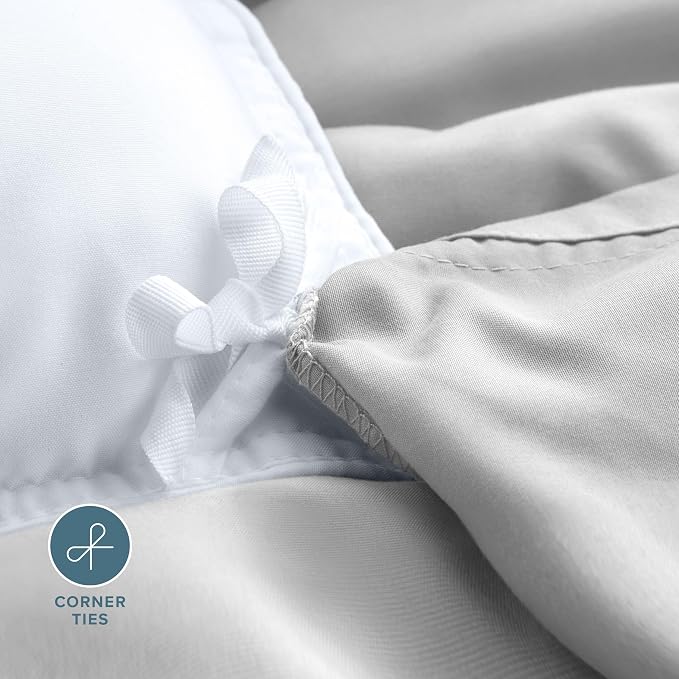Bare Home Bedding Duvet Cover King Size - Premium 1800 Super Soft Collection - Lightweight, Cooling - Soft Breathable Bedding Duvet Cover (King, Cloud Grey)