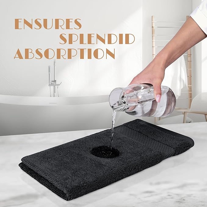 White Classic Black Hand Towels for Bathroom [12 Pack] Cotton Hand Towel Bulk for Gym, Kitchen and Spa, 16x27 Inches Soft Highly Absorbent Quick Dry Terry Salon Towels