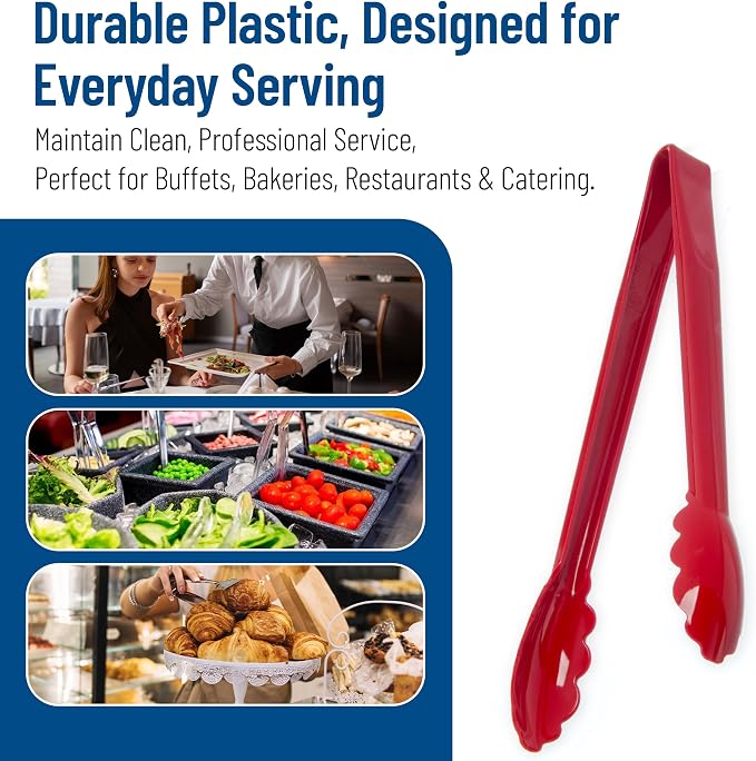Carlisle FoodService Products Carly Salad Tong, 12" Utility Tong, 12 Pack