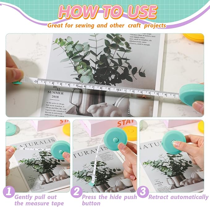 Kigeli 100 Pcs Tape Measure 60 Inch Retractable Measuring Tape Soft Measurement Tape Sewing Fabric Tape Measurer Flexible Pocket Cloth Fabric Measurement Digital Tape for Body (Multicolor)