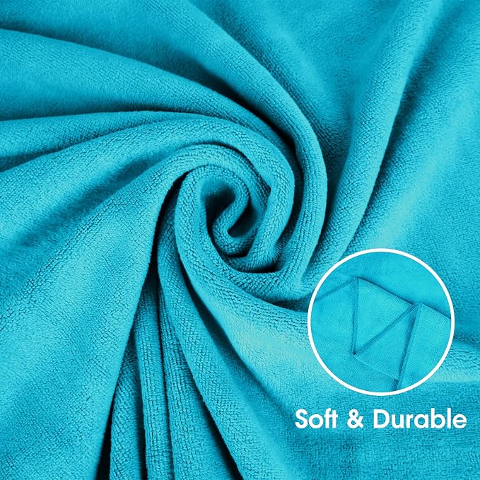JML Microfiber Bath Towels, 4 Pack, 30" x 60", Teal | Soft, Absorbent, Quick Drying, Lint-Free, Fade Resistant, Use for Salon, Hair Wrap, Fitness, Sport, Yoga