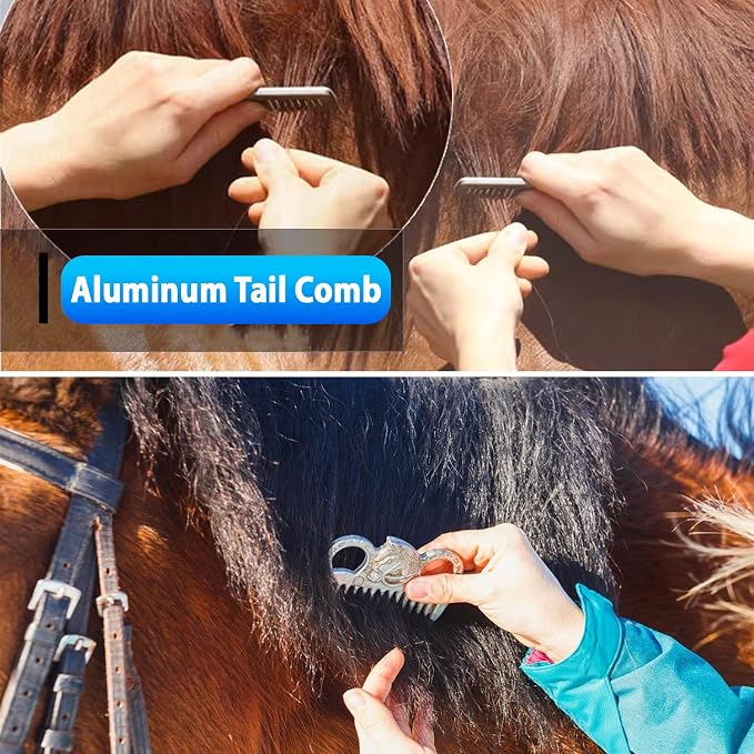 13 Piece Horse Grooming Kit, Horse Brushes for Grooming Supplies with Portable Bag, Horse Brush Set & Curry Comb for Effective Bathing and Massaging, Gift for Horses Riders Beginners (Blue)