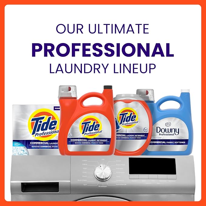 Tide PRO Laundry Detergent Liquid Bulk, Removes Hotel, Restaurant, and Healthcare Stains in One Wash, Commercial Use, 129 loads, 170 fl oz (Case of 4)