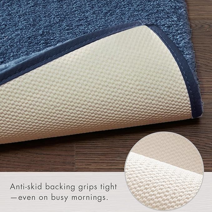 Madison Park Signature Marshmallow Bathroom Rug Non Slip, Luxrurious Plush Bath Mat, Absorbent, Quick Dry, Spa Design Bath Room Décor, 24x40, Navy