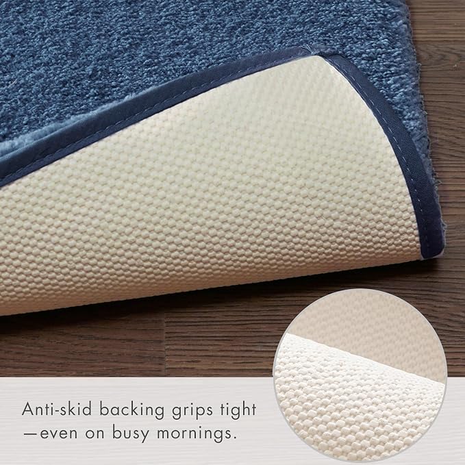 Madison Park Signature Marshmallow Bathroom Rug Non Slip, Luxrurious Plush Bath Mat, Absorbent, Quick Dry, Spa Design Bath Room Décor, 24x72, Navy