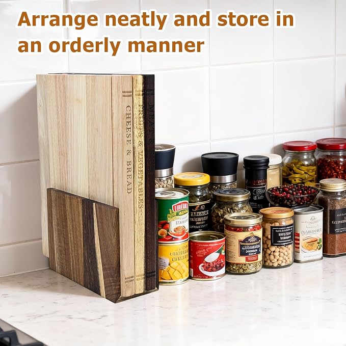 Acacia Wood Cutting Board Book Set, 3-Piece Decorative Chopping Boards with Stand | Book-Shaped Design| Dishwasher Safe for Easy Cleaning | Ideal for Meat, Vegetables | Unique Gift for Home Cooks