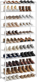Nunsino Shoe Rack for Closet, Metal Shoe Organizer, 10 Tier Garage Shoe Rack Max Holds 50 Pairs,Shoe Storage Shelf,Entryway,White