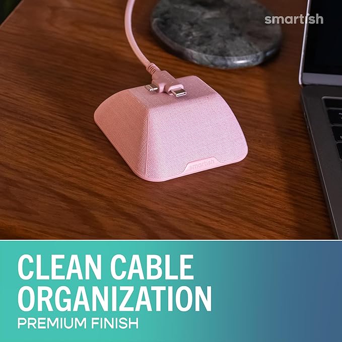 Smartish® Magnetic Cord Holder - Cable Wrangler Organizer with Magnet Clips for Charger Management on Desktop, Nightstand for USB-C + Lightning - I'm Blushing