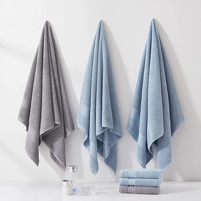 COZYART Luxury Bath Sheet, 35x70, Light Blue 100% Turkish Cotton 650 GSM | OEKO-Tex 100 Certified Zero Twist Ring Spun, Soft Absorbent Quick Dry, Plush Fluffy, Breathable Hotel Quality for Daily Use