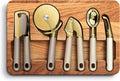 COOK WITH COLOR 6-Piece Kitchen Tool Set with Acacia Wood Cutting Board, Can Opener, Pizza Cutter & Prep Essentials, Brown Ombre