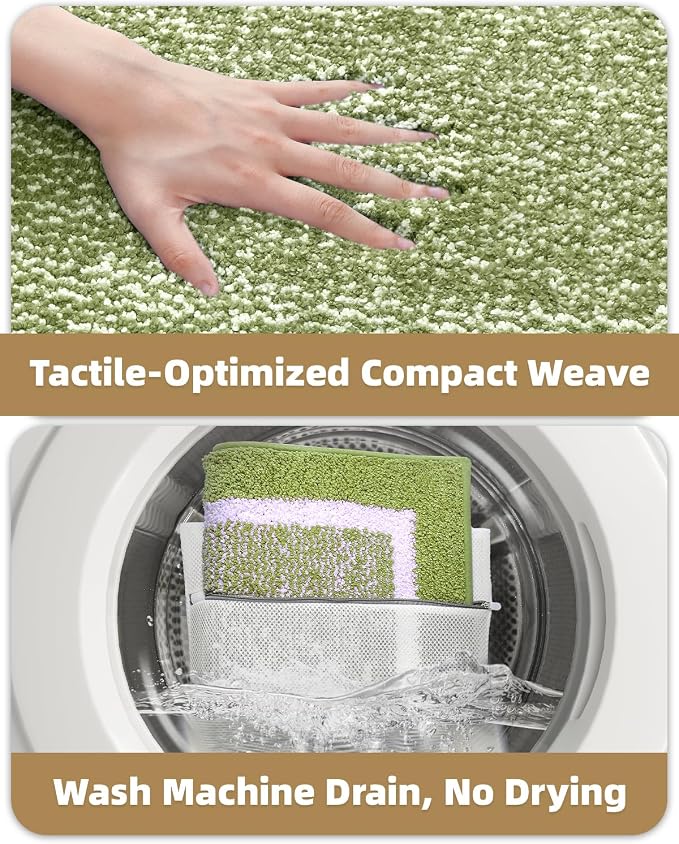 Color&Geometry Simple and Stylish Large Bath Mats for Bathroom Non Slip, 24"x36" Green and Ivory Bathroom Rugs, Absorbent, Soft, Washable, Microfiber Bath Rug Shower Mat Outside Shower