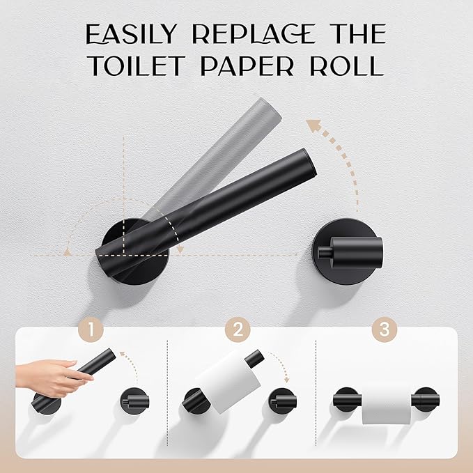 Day Moon™ - Toilet Paper Holder - Modern Roll Holder for Bathroom - 1 Pack - Wall Mount - Classic, Black