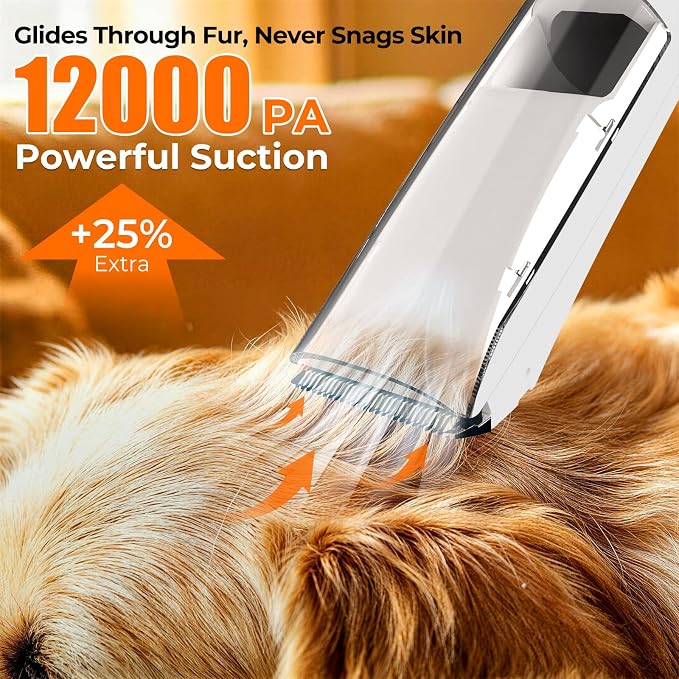 Dog Grooming Vacuum Kit, 12000Pa Strong Suction Pet Hair Vacuum for Shedding, Low Noise 50dB, 2L Large Capacity Dust Cup, Quiet Grooming Kit for Dogs & Cats, PG100