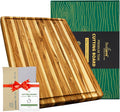 Large Teak Wood Cutting Board with Juice Groove (24x18x1.5", XL) | Durable extra large wooden cutting board for kitchen, butcher block, serving board, charcuterie platter. Gift box included
