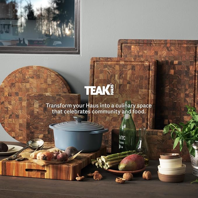 Teakhaus Butcher Block Carving Board - Extra Large Reversible Wooden Cutting Board with Juice Groove - Holiday Gift Ideas for Men and Women - Gift-Ready End Grain Wood, Knife Friendly - FSC Certified