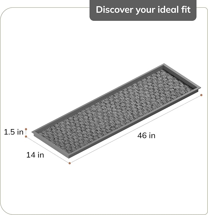 Anji Mountain Heavy Duty Waterproof Rubber Shoe Storage Mat Organizer/Boot Storage Tray Multi Use For Entryway with Coir, Tan and Khaki Insert , Fits 4 Pair (46.5" Wide)