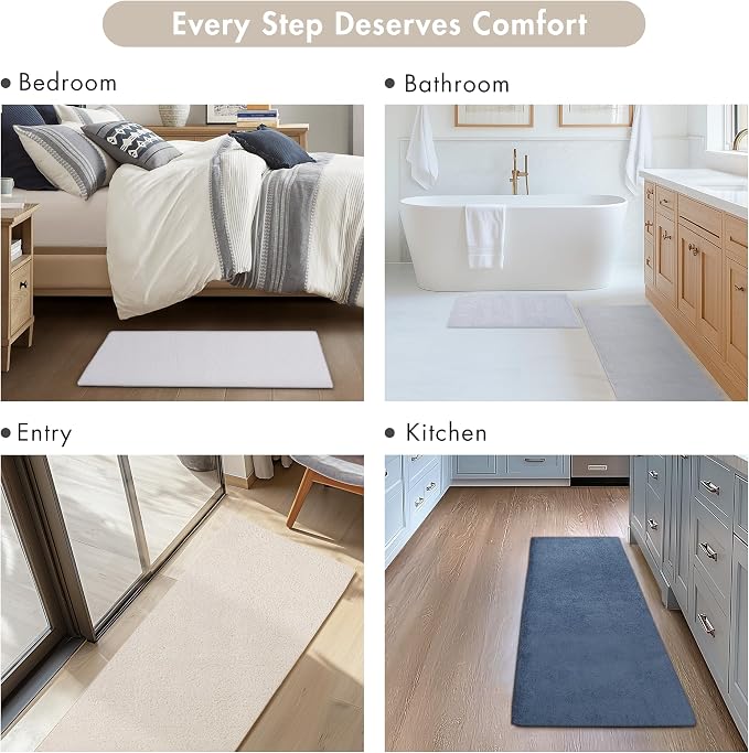 Madison Park Marshmallow Bathroom Rug Non Slip, Luxrurious Plush Bath Mat, Absorbent, Quick Dry, Spa Design Bath Room Décor, 24x72, Natural