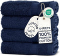 Chakir Turkish Linens | Hotel & Spa Quality 100% Cotton Premium Turkish Towels | Soft & Absorbent (4-Piece Washcloths, Navy)