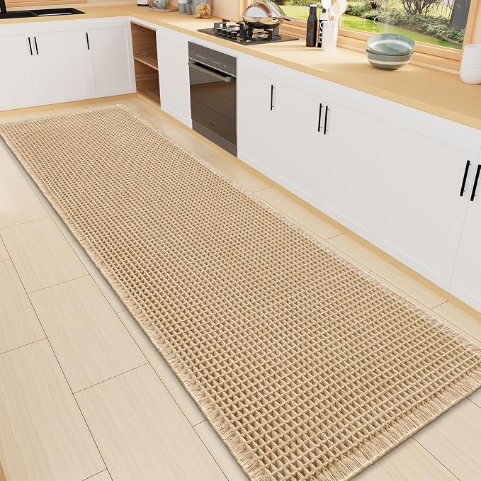 Smiry Waffle Bath Mat 72x16, Extra Soft Absorbent Bathroom Rugs, Non Slip Machine Washable Quick Dry Bath Rugs for Bathroom Floor, Tub, Shower, Home Decor Accessories, Brown