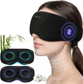 Bamboo Cotton Bluetooth Sleep Mask, 2 in 1 3D Soft Sleep Mask with Sleep Headphones, Sleep Eye Mask with Timming Setting, Blackout Sleeping Mask for Side Sleepers, Women Men, Black (Black)