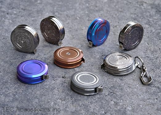 TEC Accessories Ti-Tape Titanium Retractable Tape Measure - Special Edition - Blue - 3 Foot User-Replaceable Tape - Pocket Size - Imperial and Metric - Keychain Clip - Lightweight - Everyday Carry