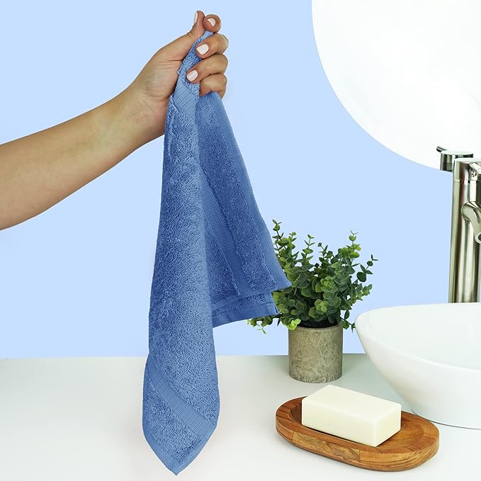 Chakir Turkish Linens Personalized 3 Piece Towel Set, 100% Cotton Luxury Turkish Towels for Bathroom, Soft Absorbent Towel Set with Bath Towel Hand Towel and Washcloth, Wedgewood