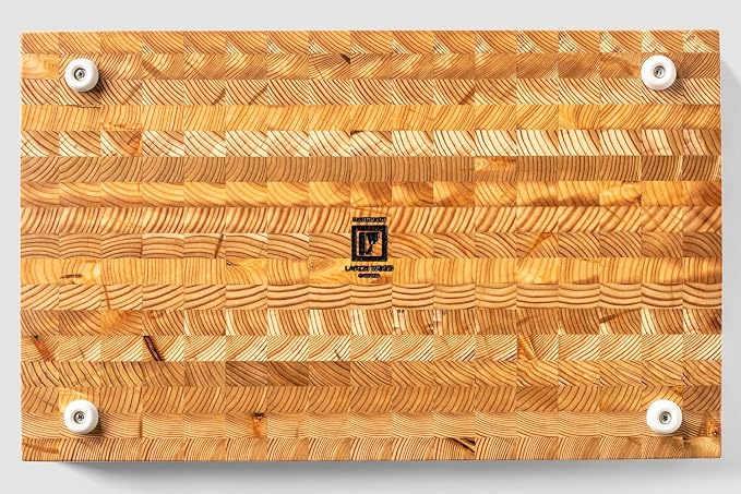 Larch Wood Canada End Grain Large Cutting Board, Standard Line, Handcrafted for Professional Chefs & Home Cooking, 21-5/8" x 13" x 1-3/4"