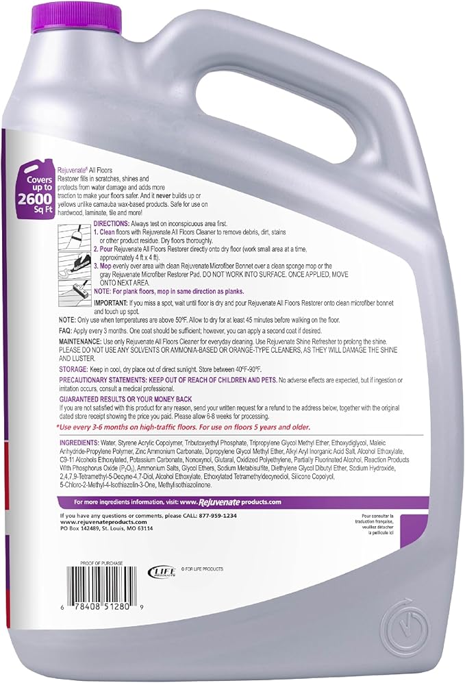 Rejuvenate All Floors Restorer Fills Scratches, Shines And Protects All Floor Types, Including Hardwood, Laminate, Vinyl And Tile, 1 Gallon