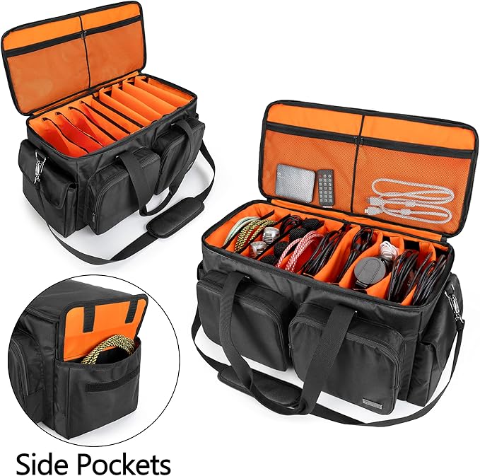 Trunab DJ Cable File Bag with Detachable Padded Bottom and Dividers, Travel Gig Bag for Professional DJ Gear, Musical Instrument and Accessories