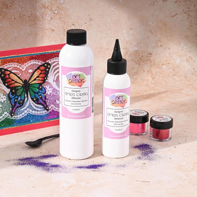 Art Institute Glitter Dries Clear Glue Kit, 8oz Refill & 4oz Bottle | Dual crafting set, Multi-surface hold, Acid free archival, Wrinkle resistant, Permanent bond