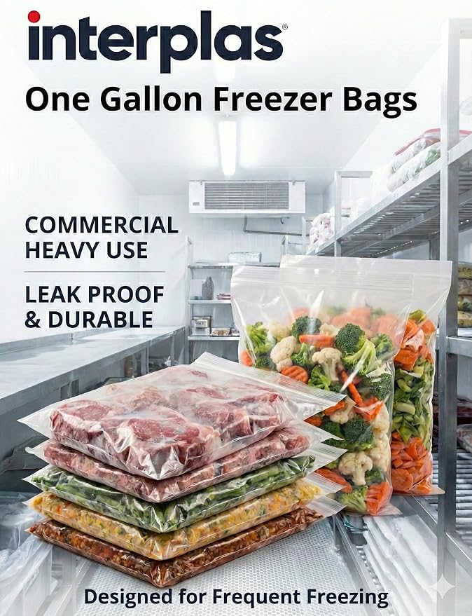 Freezer Bags Gallon size,4 Mil Heavy-Duty Zip Lock Bags for Food Storage, Leak Resistant, 500 Count Bulk –Clear Plastic Reclosable, ideal for Restaurants, Meal Prep, Catering & Industrial Kitchens
