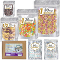 Wisesorb 120pcs Mylar Bags for Food Storage with Oxygen Absorbers 300cc 500cc (50 Packs Each), Resealable Pouches 4 Sizes Mix Bundle 30 Each (10x14, 7x10, 5x7, 4x6 Inches), Stand Up with Clear Window