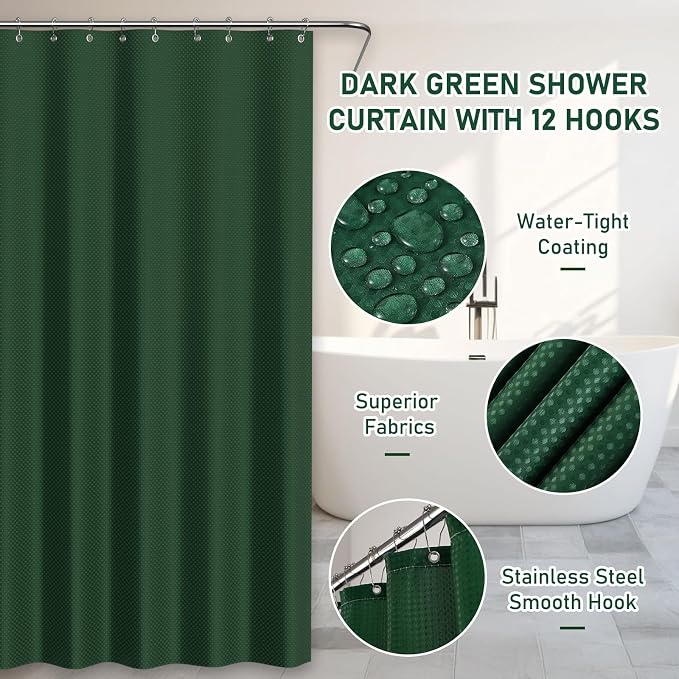 Bathroom Sets with Shower Curtain and Rugs - Elegant Bathroom Set, 27PC Bathroom Accessories Set, Green Bathroom Set, Mini Trash Can, Toilet Brush, Trash Can & Soap Dispenser