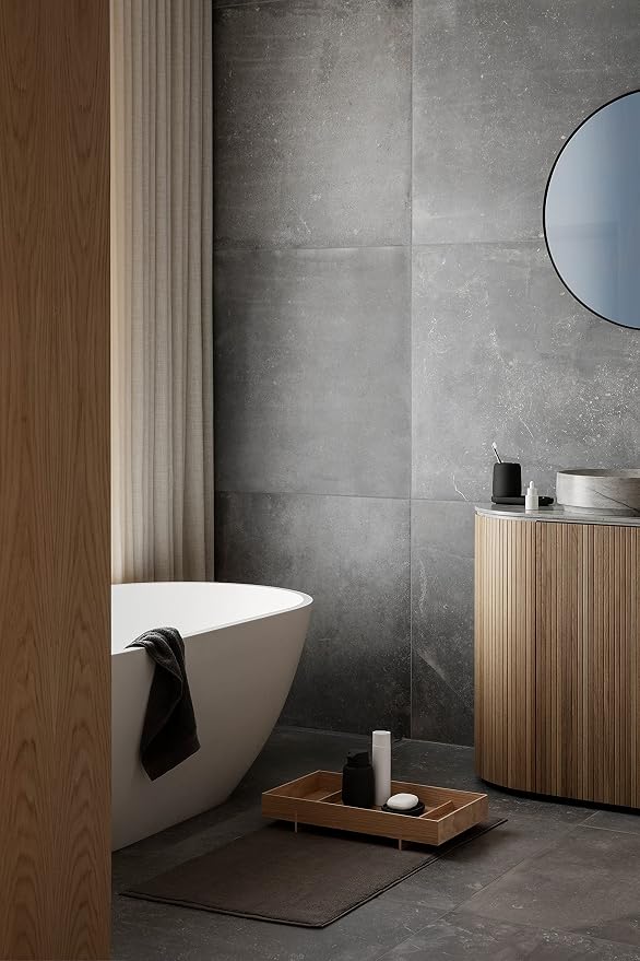 blomus Sono Soap Dispenser 250 ml Ceramic Hand Soap Dispenser in Dark Grey Diameter 8 x 14 H cm Colour Magnet Liquid Soap Dispenser with Pump Head