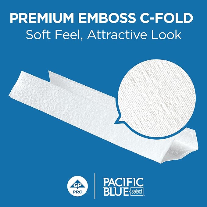 Pacific Blue Select by Georgia-Pacific PRO C-Fold Premium 2-Ply Paper Towels, White, 3.6” Folded Width, 120 Towels Per Pack, 12 Packs Per Case, 23000 | 1440 Sheets Total, 120 Sheets Per Unit, White, High Absorbency, Soft Feel, Dispenser Compatible, Com...