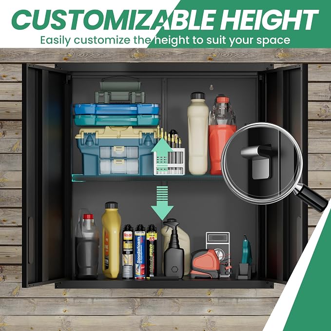 12-Piece Heavy Duty Steel Garage Cabinet System | All-in-One Modular Garage Cabinet Set for Ultimate Workshop Organization | Easy Assembly Garage Storage Cabinets & Tool Bench (Black)