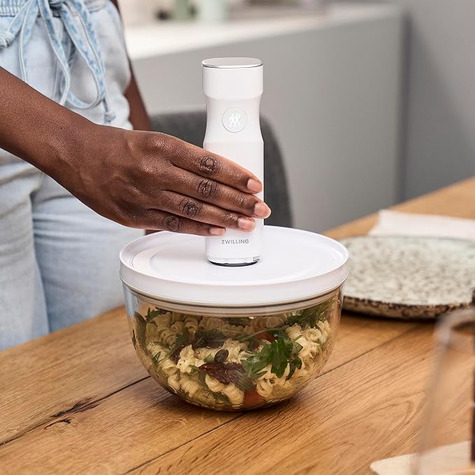 ZWILLING Fresh & Save BOWLS Vacuum Glass Bowl, Medium, Airtight Food Storage Container for Meal Prep, Leftovers and Mixing, BPA-Free, Dishwasher Safe